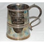 John 'Jack' Hargreaves. Silver 'Regent' plate tankard by the Goldsmiths & Silversmiths Company,