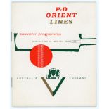 Australia tour to England 1964. Official P&O Orient Lines souvenir programme 'Australian XI