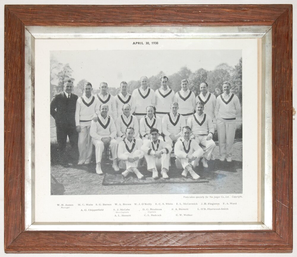 Don Bradman. Original 1930s mono photograph of Bradman wearing cricket attire and Australia cap, - Image 2 of 2