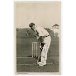 Leonard 'Len' Hutton. Yorkshire & England 1934-1955. Mono real photograph postcard by Walkers