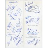 Signed menus 1996-2005. Four official menus. 'Menu of the Day' for the fourth Test, England v India,