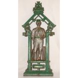 Cricket stick/umbrella stand. Green painted cast iron stick/umbrella stand in Victorian style.