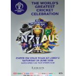 Cricket World Cup England and Wales 2019. Three official Lord's posters for group stage matches