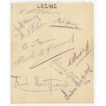 Crewe Alexandra F.C. c.1948/49. Album page signed in pencil by ten Crewe Alexandra players.