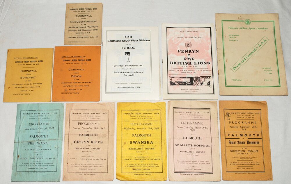 Rugby Union. Cornwall and South Western rugby programmes 1940s-1990s. Small box comprising over