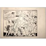 South Africa tour to Australia 1963/64. Two original pen and ink caricature/ cartoon artworks, one