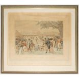 'Cricket at Lord's in 1822'. Coloured print published by the Leadenhall Press, 1894, Attractively