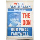 Don Bradman. 'The Don. Our Final Farewell'. Original poster for a special edition of 'The