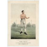 James 'Jem' Mace. Original colour lithograph of Mace standing full length in boxing pose.