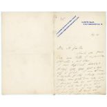 E.B. Noel to Alfred J. Gaston, cricket follower, writer and collector. Two handwritten letters