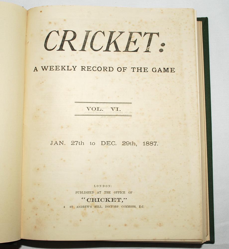 ‘Cricket: A Weekly Record of the Game’. Volume VI. Numbers 140-169 (27th January to 29th December - Image 2 of 3