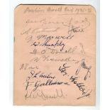Preston North End 1935-1936. Album page signed in ink and pencil by twelve members of the playing