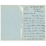 John Bertram Payne to Alfred J. Gaston, cricket follower, writer and collector. Two handwritten