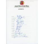 ‘Rebel’ tour to South Africa 1989/90. Official South Africa Cricket Union autograph sheet from the