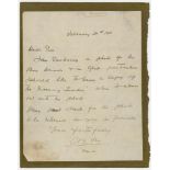 Charles Burgess Fry, Sussex & England 1892-1921. Single page handwritten letter from Fry, dated 21st