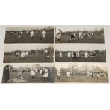 Men’s hockey c.1920s. Six original mono small panoramic press photographs of action from Varsity