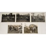 Women’s hockey and camogie in Ireland, 1920s. Five original mono press photographs. Images depict