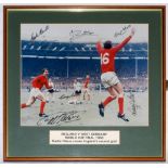 England World Cup Winners 1966. Colour photograph of Martin Peters, wearing the red number 16 shirt,