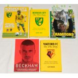 Signed football books. ‘David Beckham. My World’ 2000, softback signed by Beckham. Four hardback