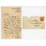 John Thomas Hearne. Middlesex & England 1888-1923. Single page handwritten letter in ink dated