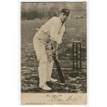 Clem Hill. South Australia & Australia 1892-1922. Excellent mono postcard of Hill wearing Australian
