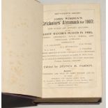 Wisden Cricketers’ Almanack 1907 and 1908. 44th & 45th editions. Both bound in uniform mauve/blue