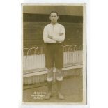 Solomon Upton. Tottenham Hotspur 1912. Sepia real photograph postcard of Upton, full length in Spurs