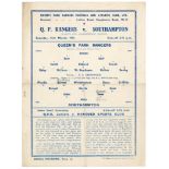 Queen’s Park Rangers. Season 1942/43. Official war-time single sheet home programmes for League