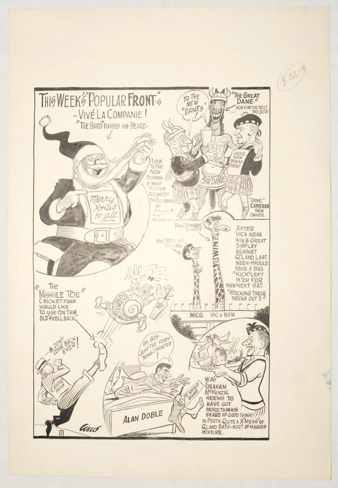 Victoria in the Sheffield Shield 1963/64 & 1964/65. Two original pen and ink caricature/ cartoon - Image 2 of 2