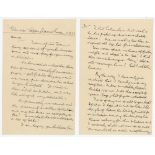 C.J. Britton, cricket writer and collector. Four page handwritten letter from Britton to George