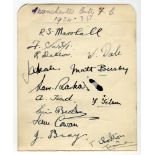 Manchester City 1934-1935. Album page signed in ink by thirteen members of the playing staff
