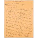 Alan Ross, cricket writer, poet and publisher. ‘A Basis for Discussion’. Three page handwritten