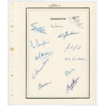 Leicestershire C.C.C. 1952-1956. Three autograph sheets for seasons 1952 (14 signatures), 1954 (