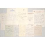 County and Test cricketers signed letters. Ten handwritten letters from cricketers replying to