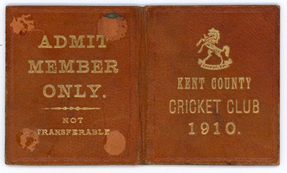 Kent C.C.C. 1910. Early original Kent membership and fixture card no. 783 for 1910. The small