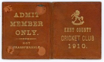 Kent C.C.C. 1910. Early original Kent membership and fixture card no. 783 for 1910. The small