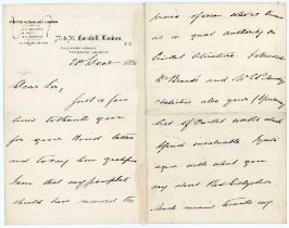 Bernard Dale to Alfred J. Gaston, cricket follower, writer and collector. Two letters handwritten in
