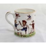‘The Army and Navy Forever’ c.1890. Small Victorian Staffordshire ceramic mug printed in colour with
