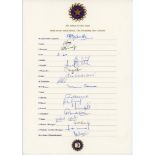 India tour to South Africa 1992/93. Official autograph sheet with printed title and players’