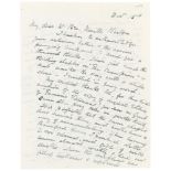 Charles Pratt Green, cricket collector and wine merchant. Two page handwritten letter from Pratt