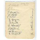 Grimsby Town 1934-1935. Album page signed in ink (two in pencil) by twelve members of the playing