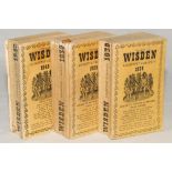 Wisden Cricketers’ Almanack 1938, 1939 and 1940. 75th to 77th editions. Original cloth covers.