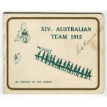 Australian tour of England 1912. Official folding itinerary card for the triangular tour with