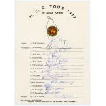 Sri Lanka 1977. Official autograph sheet with printed title and players’ names, signed in ink by all