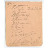 Stoke City 1935-1936. Album page signed in pencil by thirteen members of the playing staff including