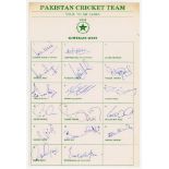 Pakistan tour to Sri Lanka 1994. Rarer official autograph sheet with printed title and players’