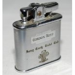 Gordon Ross.Ronson cigarette lighter inscribed to one side ‘Surrey County Cricket Club’ with