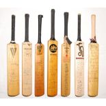 Miniature cricket bats 1960-1993. A selection of thirteen signed miniature bats of various sizes,