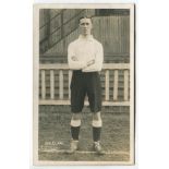 D.H. Clarke. Tottenham Hotspur 1909. Mono real photograph postcard of Clarke, full length, in