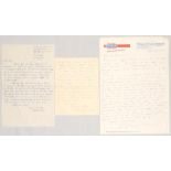 West Indies and South African Test cricketers signed letters. Three handwritten letters from Test
